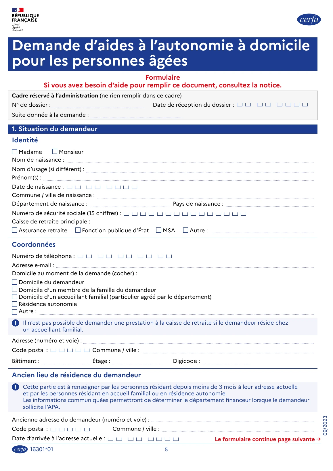 Page 5 du Cerfa officiel 16301*01